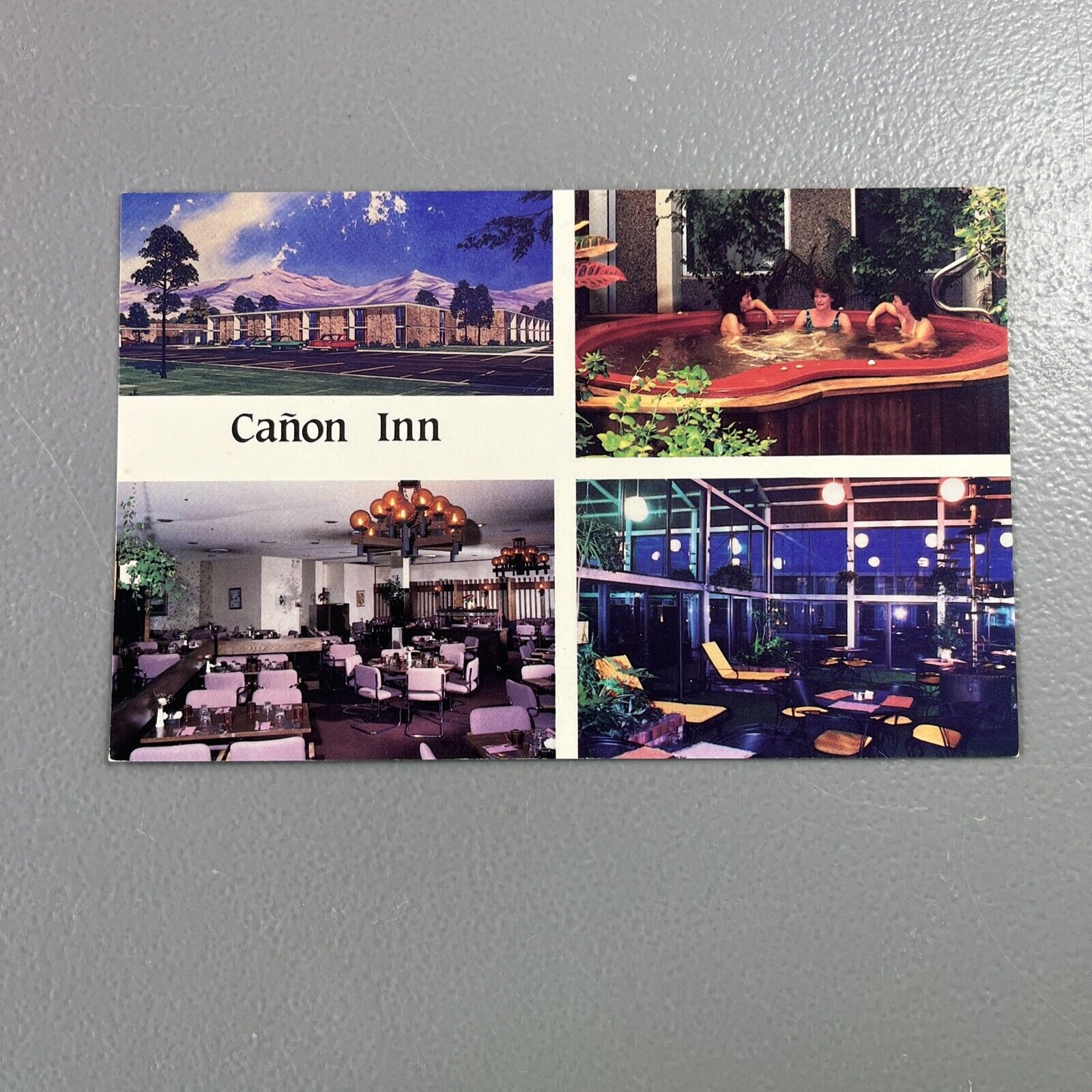 Canon Inn Hotel Multi-View Hot Tub Canon City Colorado CO Chrome Postcard Vtg