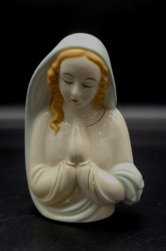 Vintage Ceramic Hand Painted Madonna Virgin Mary Planter