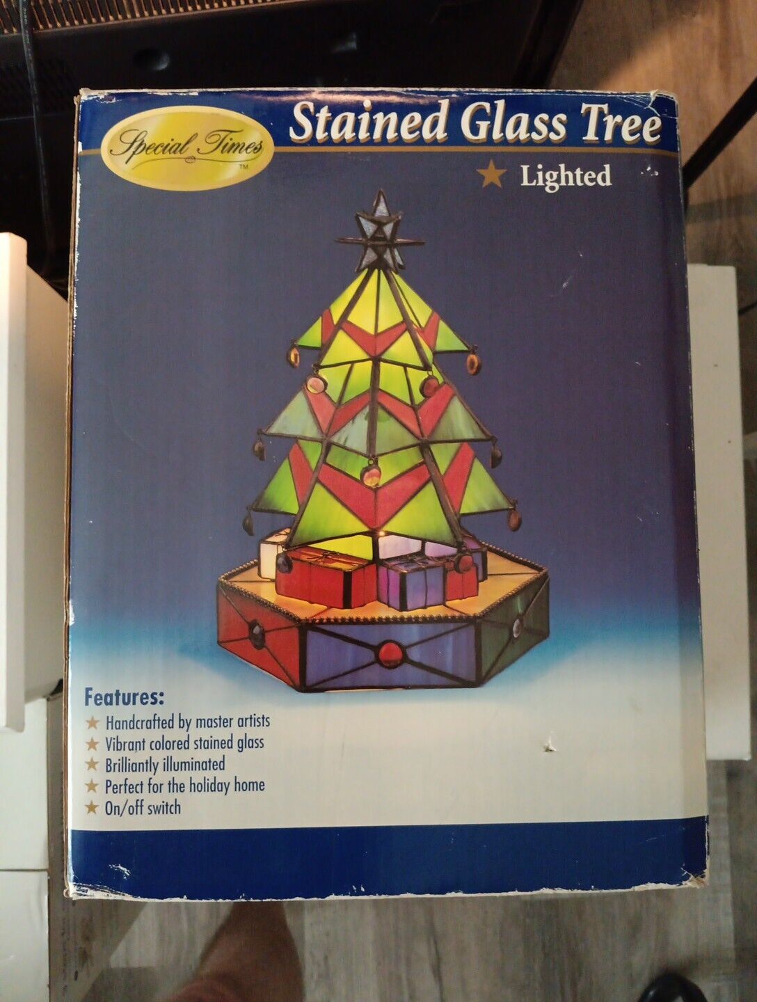 Special Times Genuine Stained Glass Lighted Christmas Tree Vintage Collector NEW