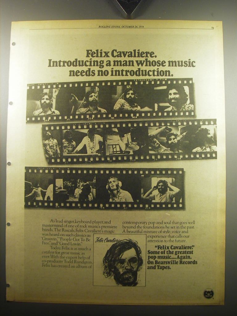1974 Felix Cavaliere Album Ad - a man whose music needs no introduction