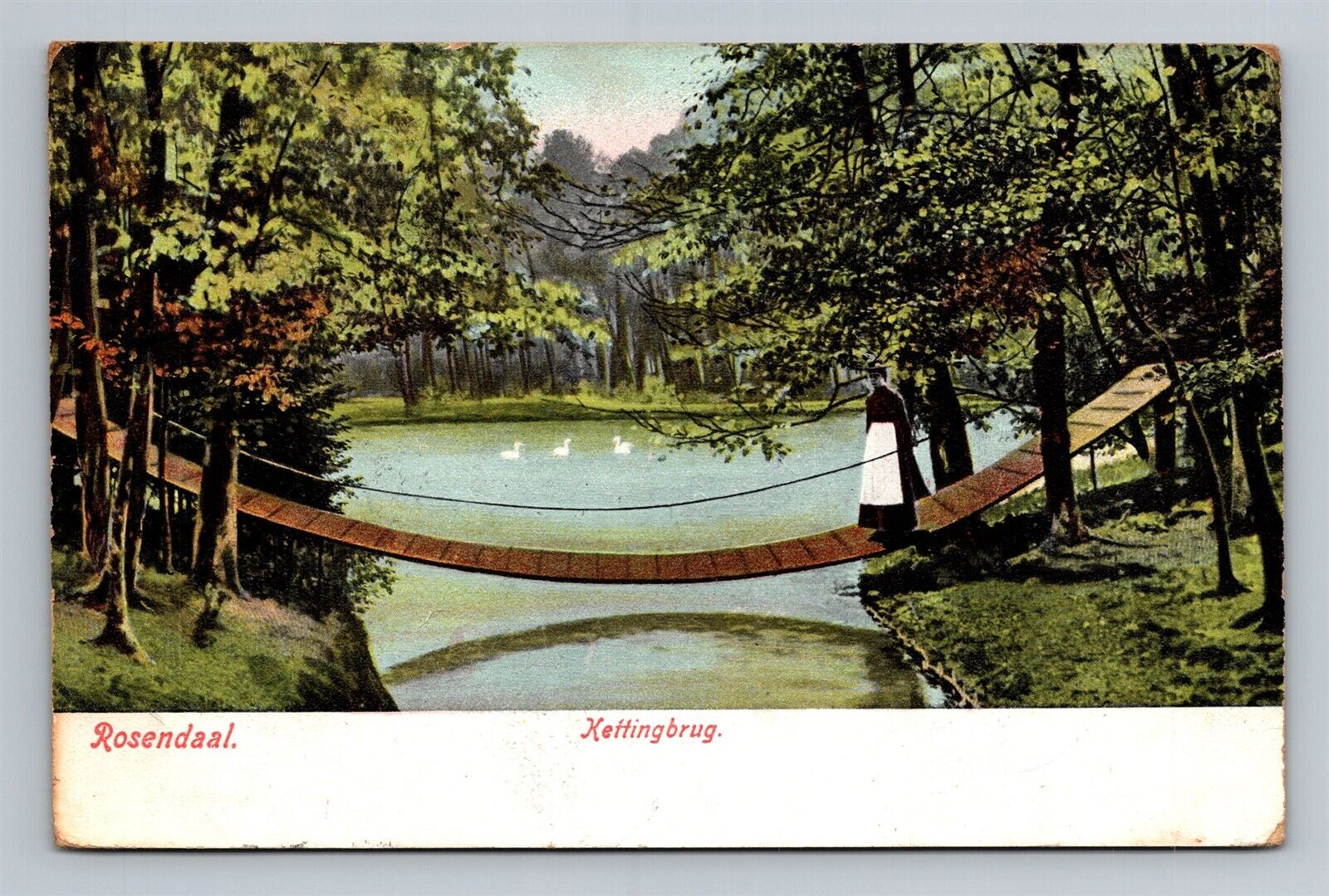 Kettingbrug Rosendaal Rozendaal Netherlands Wooden Bridge Old Postcard 1900s
