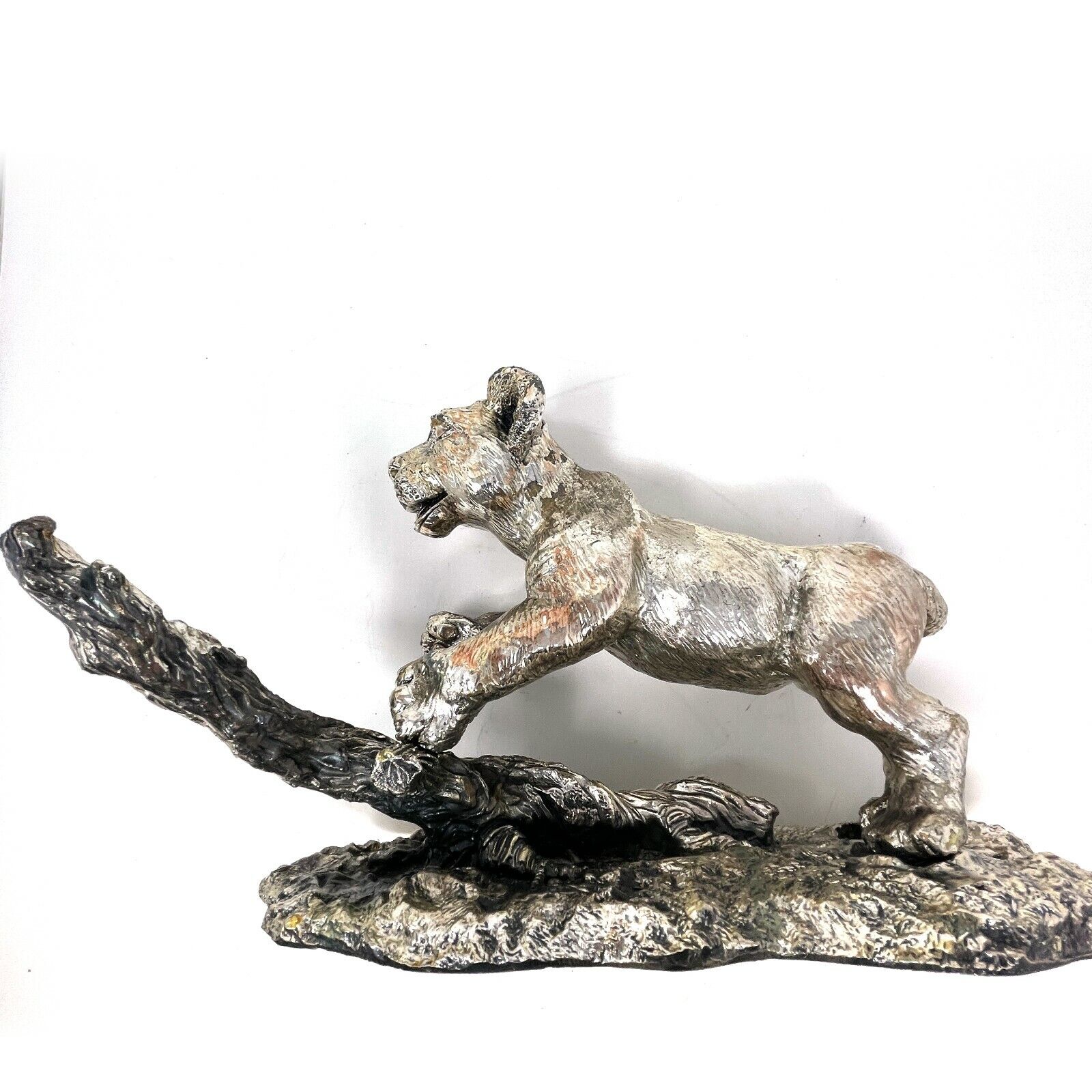 Elegant Lion Cub Sculpture and Figurine 7 in x 20 in WxL, Decorative Collectible