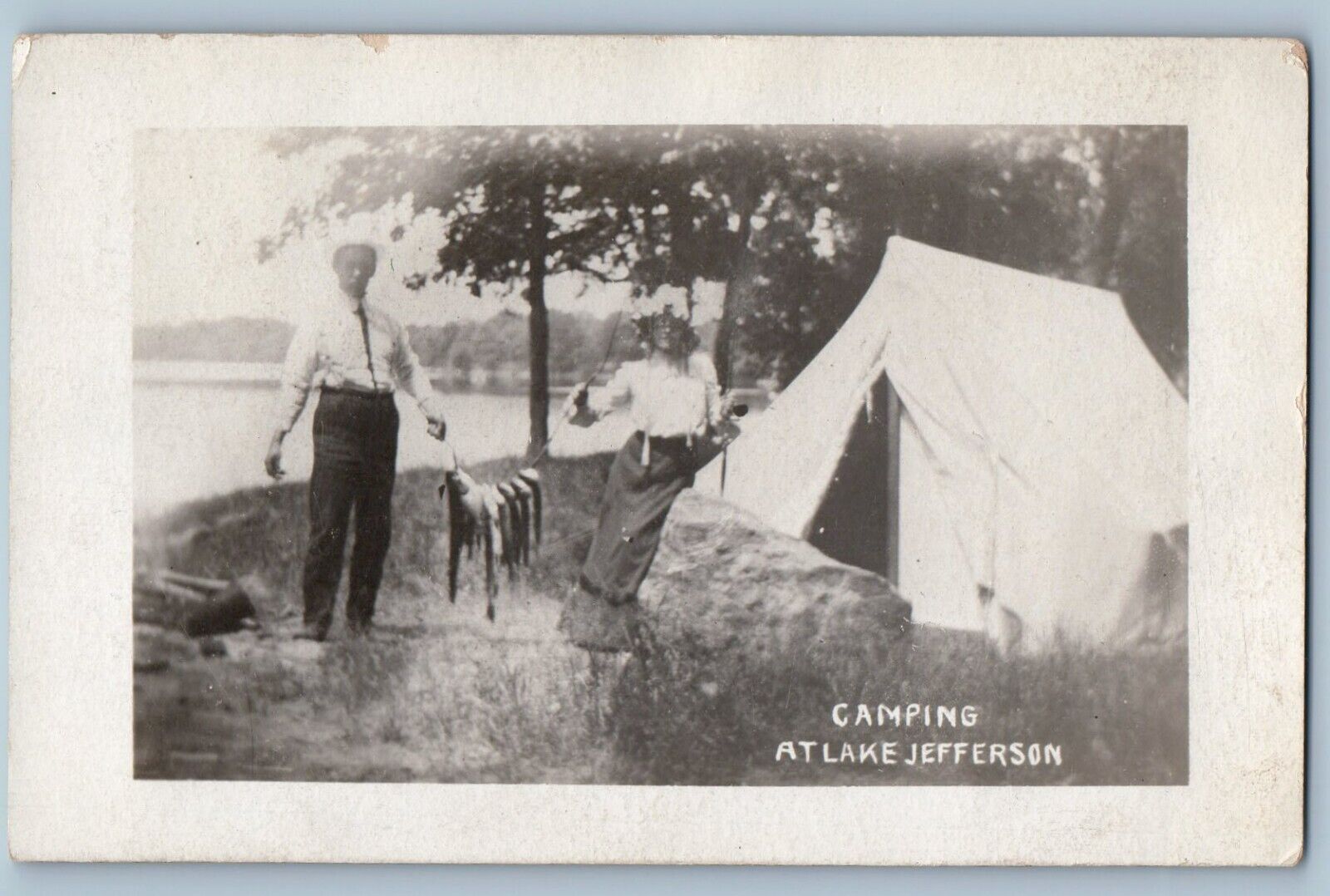 Cleveland Minnesota MN Postcard RPPC Photo Camping At Lake Jefferson 1908 Posted