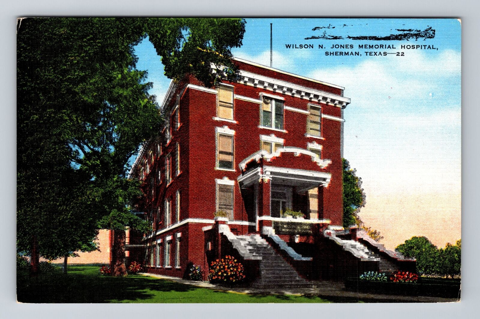 Sherman TX-Texas, Wilson N Jones Memorial Hospital, Antique Vintage Postcard