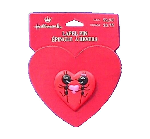 Hallmark PIN Valentines Vintage ANTS HEART Black ANTHROPOMORPHIC Holiday NEW