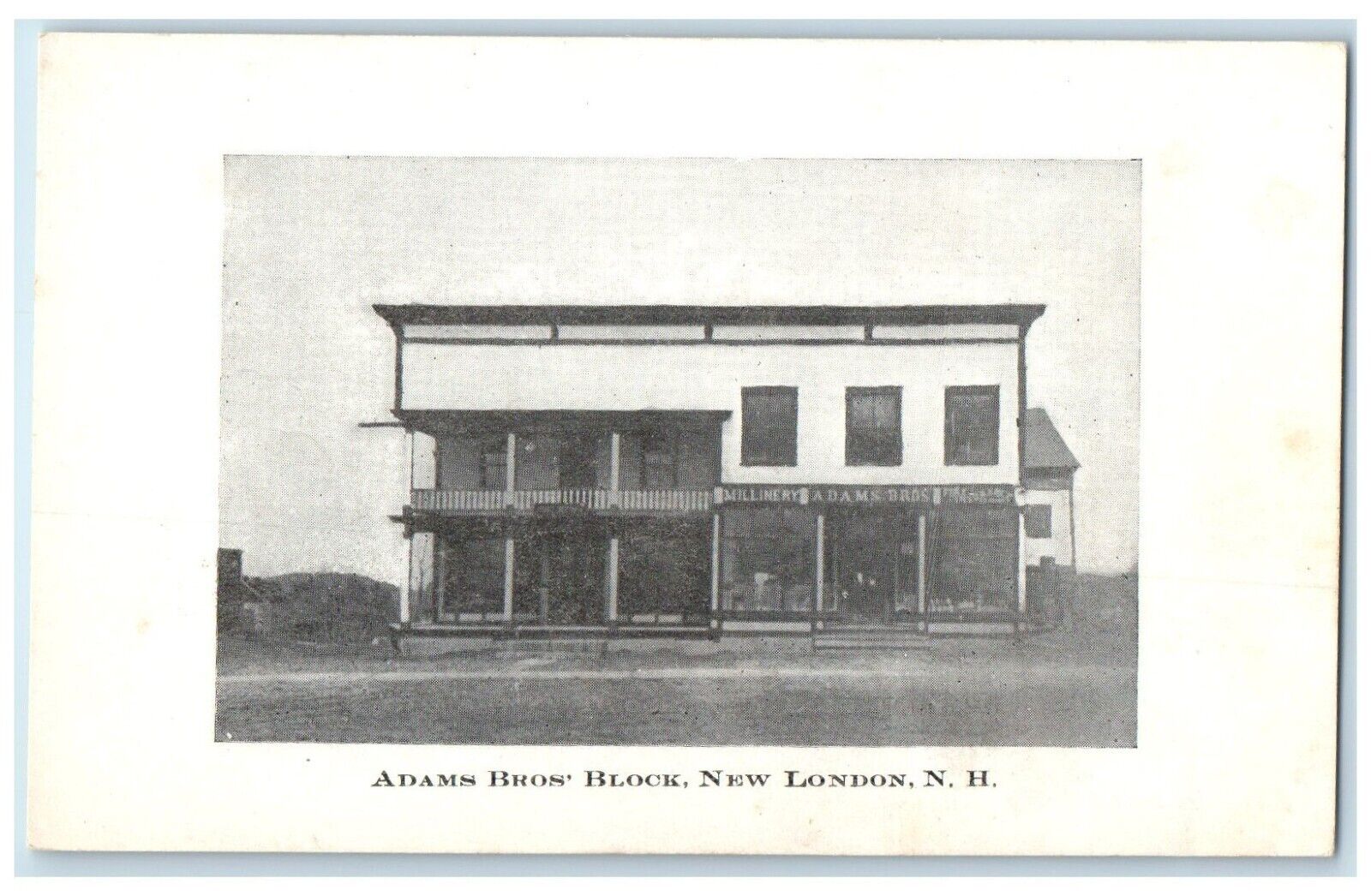 c1905 Adams Bros Block Exterior View Building New London New Hampshire Postcard
