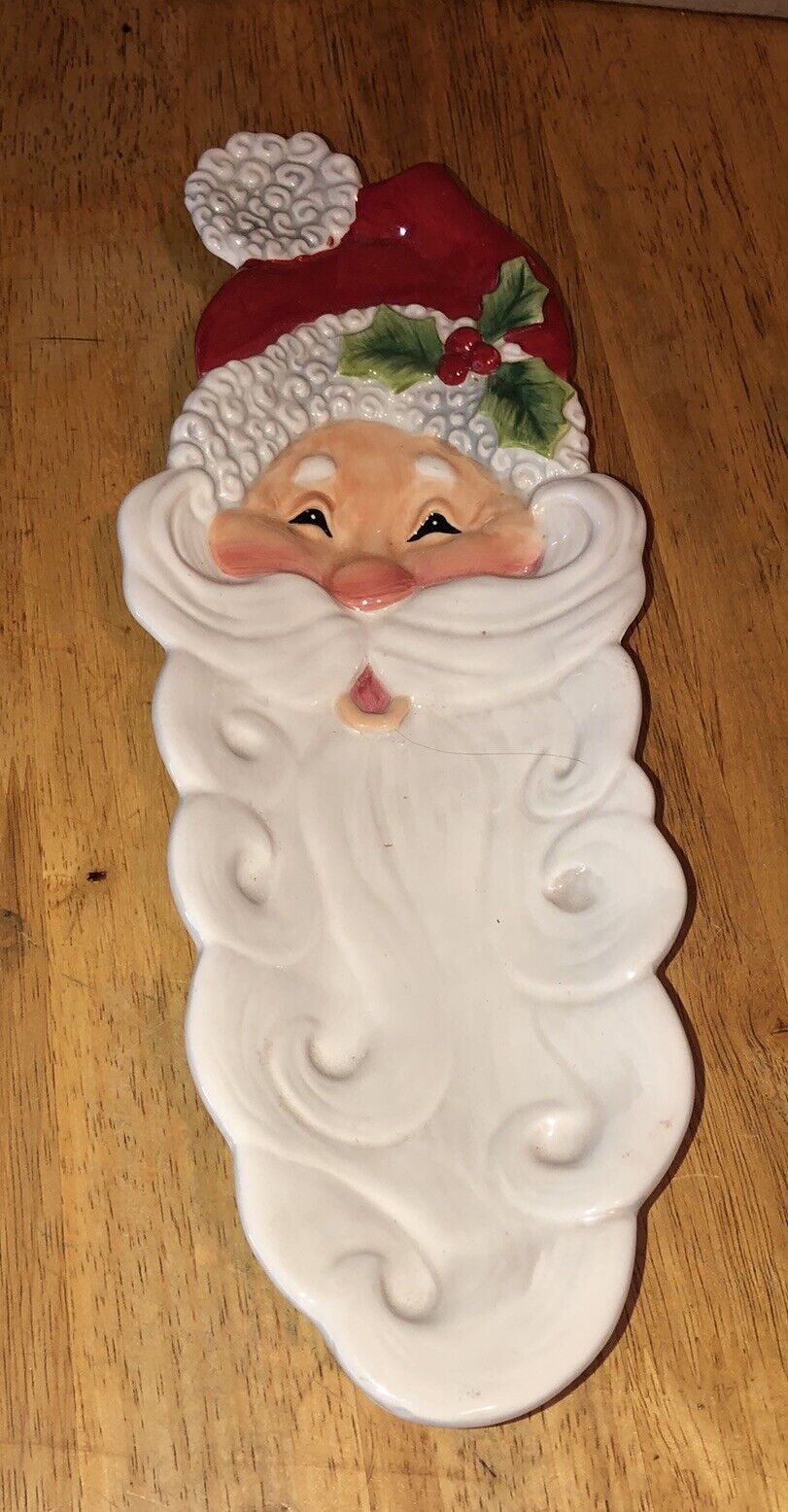 Fitz Floyd Santa Snack Therapy Serving Dish Platter Tray Plate Server 13.5