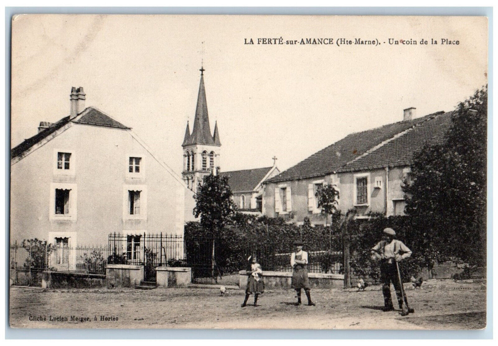 La Ferte-Sur Amance (Hte-Marne) France Postcard Corner of the Square c1910
