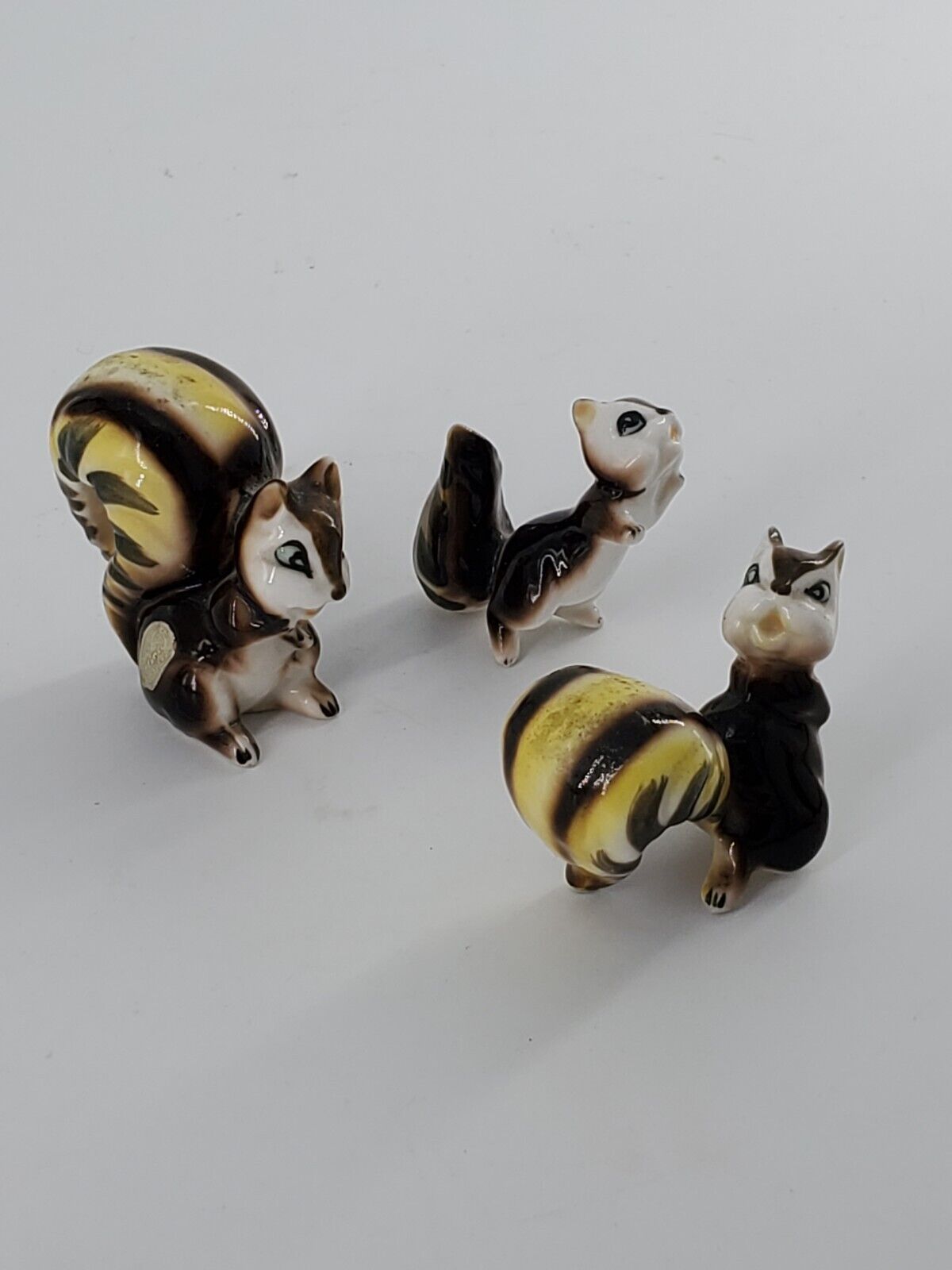 Set Of 3 Vintage Miniature Squirrel Figurines, S.S. Bone China, Japan