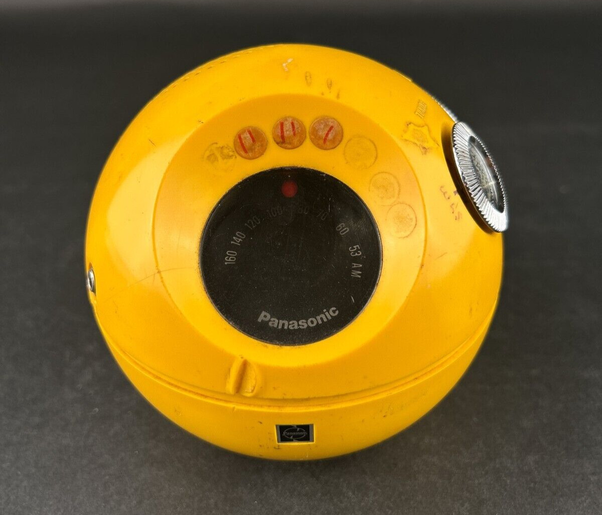 Vintage Panasonic Panapet Model R-70 Portable AM Radio Round Orb Yellow