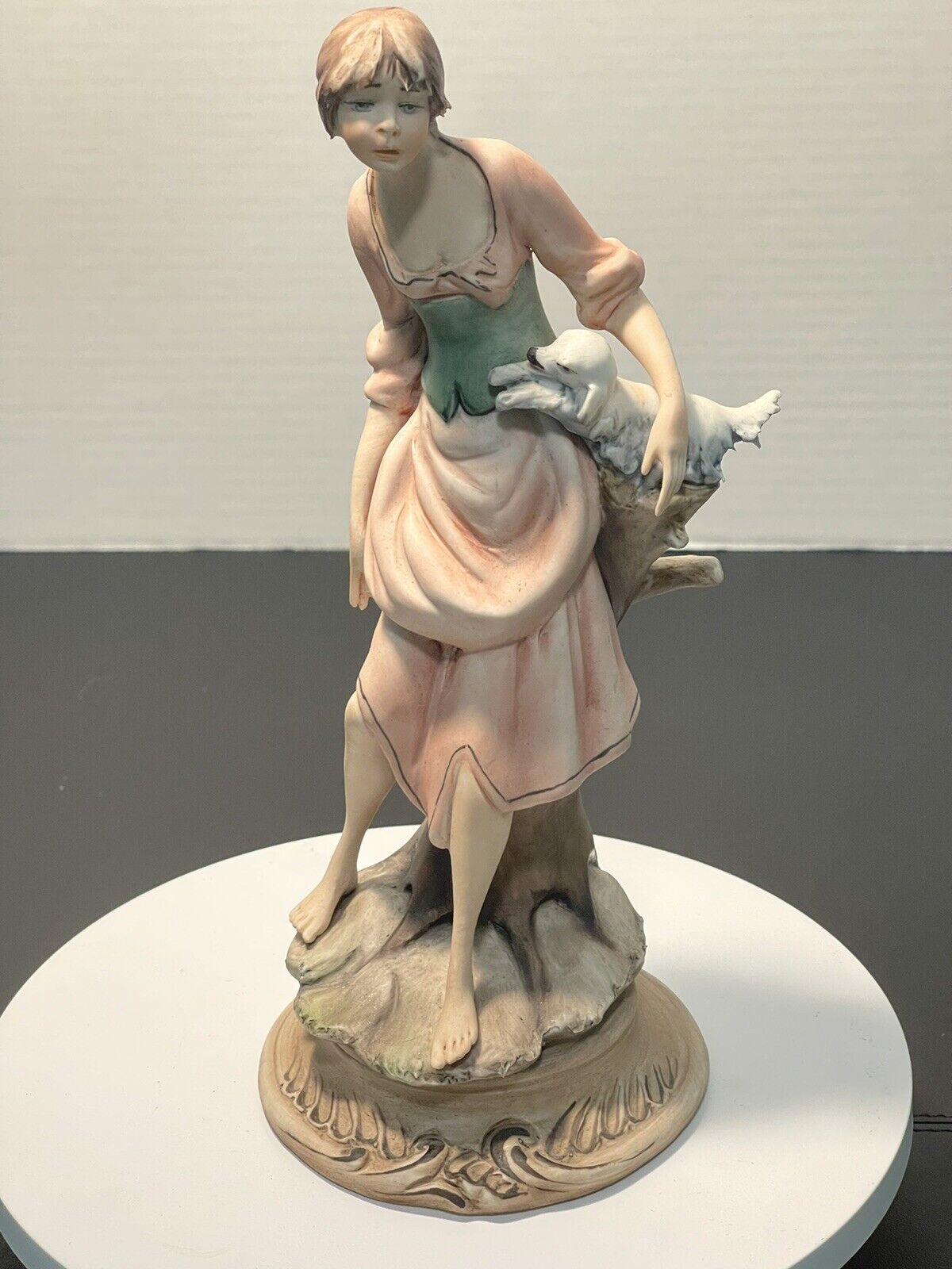 Vintage 1980’s Capodimonte Italy Ethan Allen Figurine Girl With A Lamb
