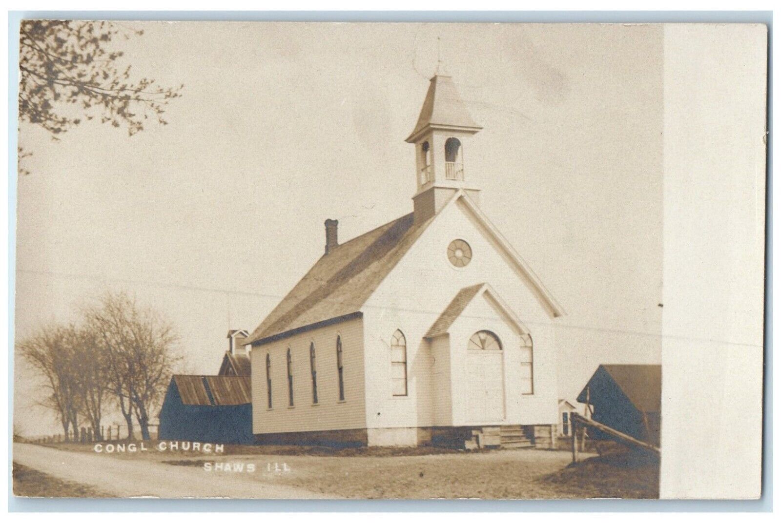 c1910's Congregational Church Shaws Illinois IL RPPC Photo Antique Postcard