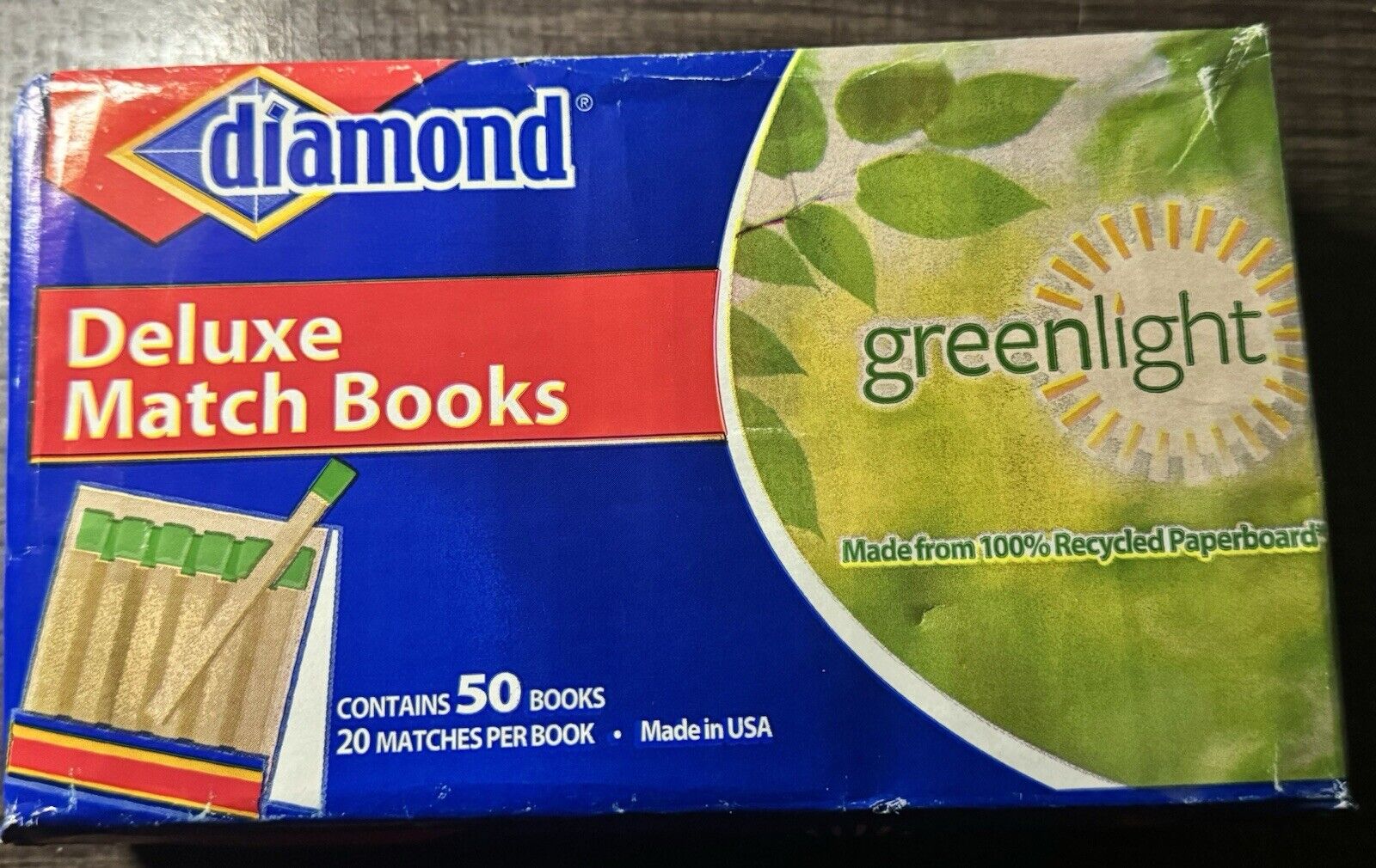 Diamond Deluxe Greenlight Match Books - 1000 Matches