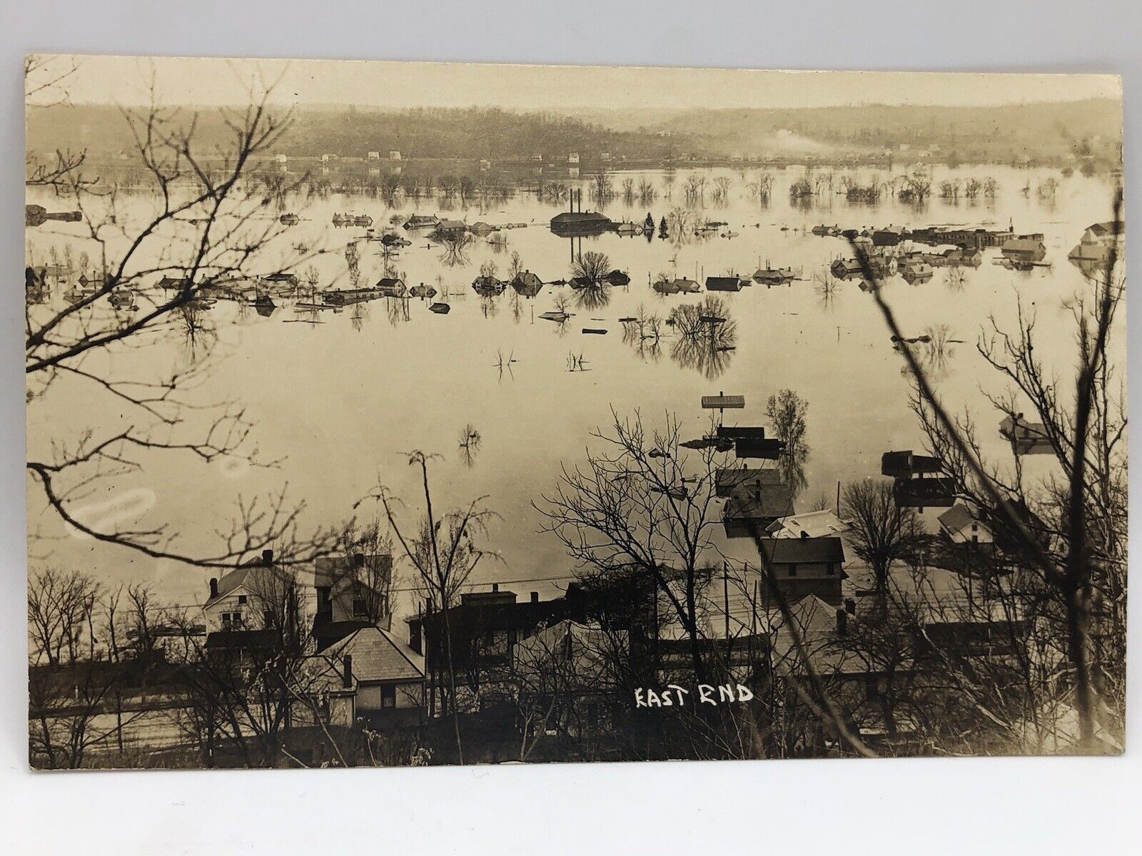 Postcard 1913 Flood Scene East End Marietta Ohio Real Photo Unposted