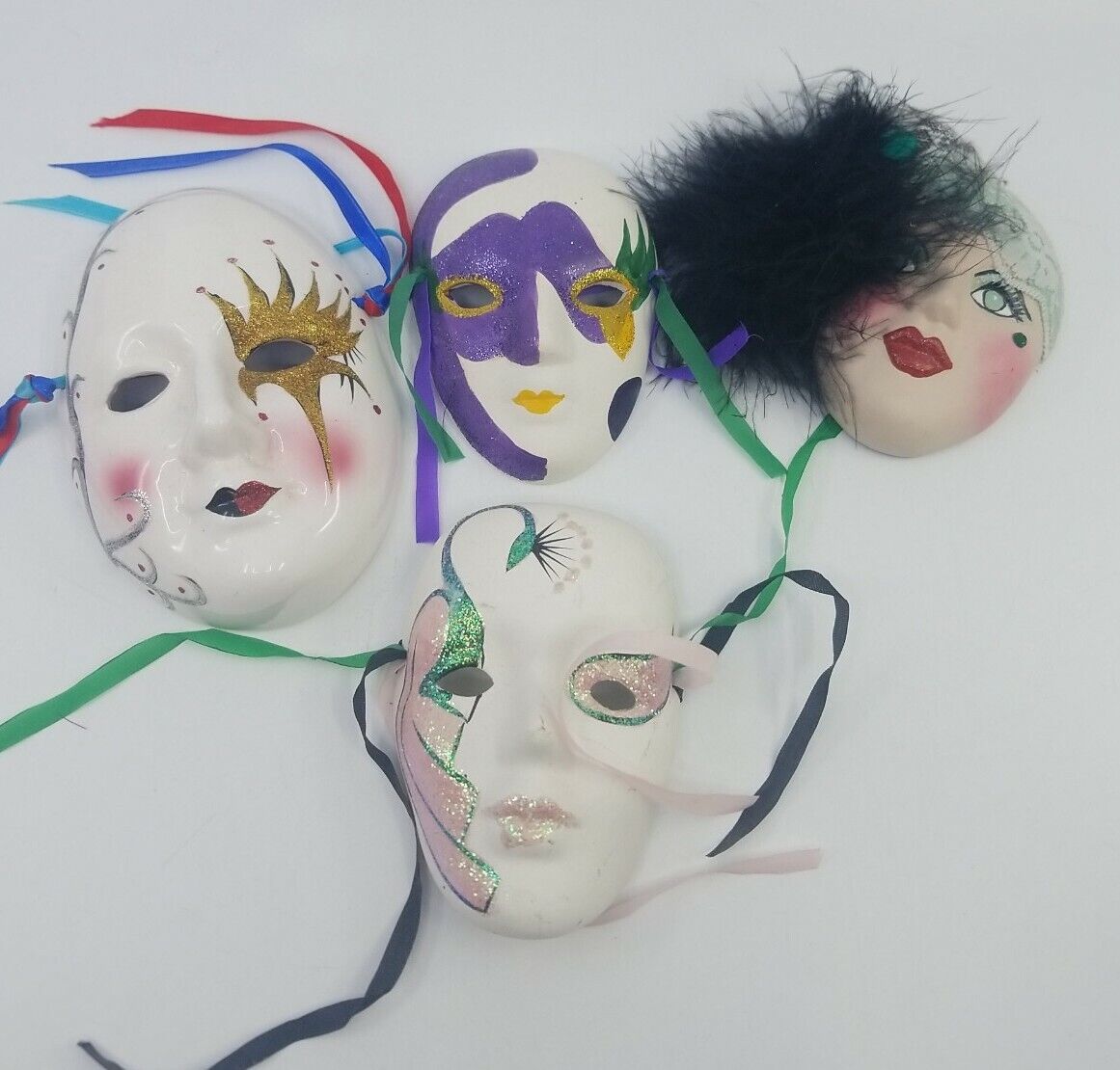4pcs Assorted Ceramic Masks Vintage Decoration 5.5
