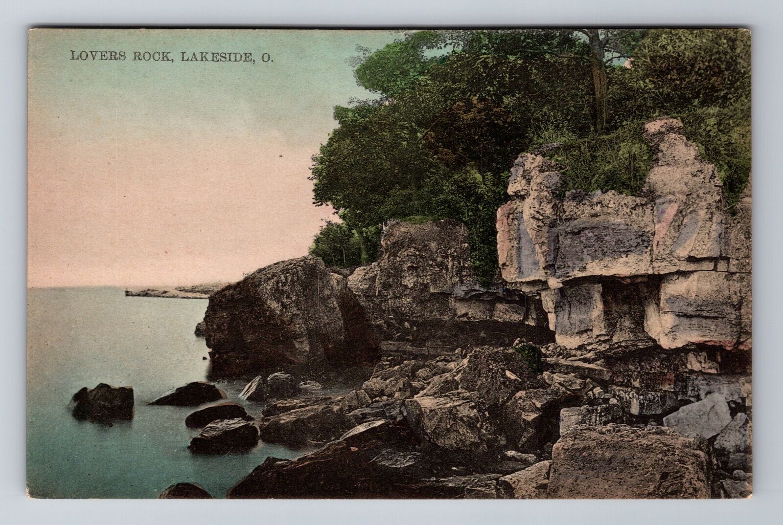 Lakeside OH-Ohio, Lovers Rock, Antique, Vintage Souvenir Postcard