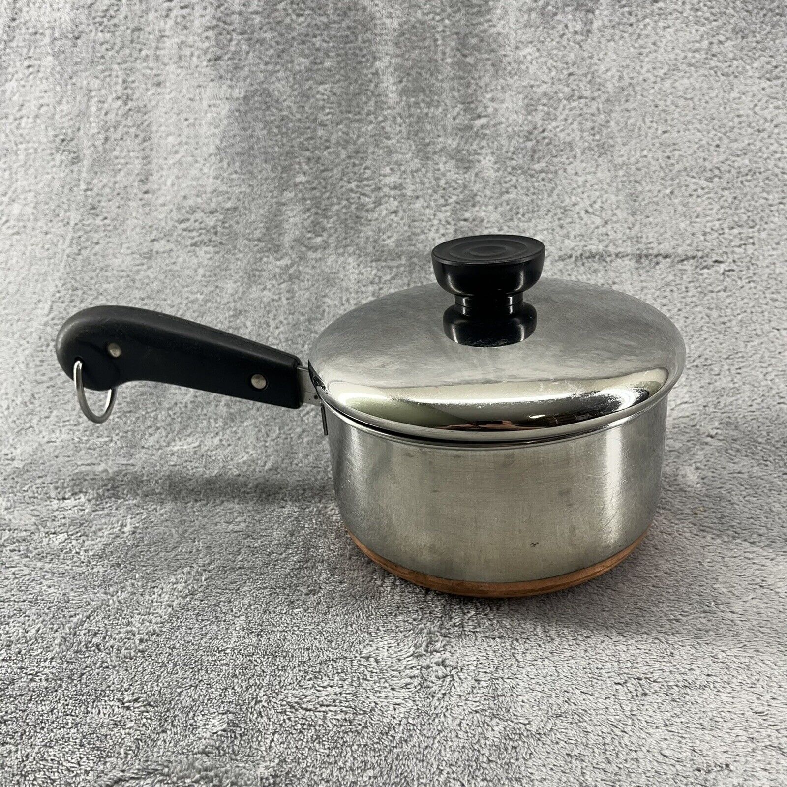 Vintage Revere Ware Sauce Pan Pot 1QT Copper Bottom Clinton ILL USA W/Lid