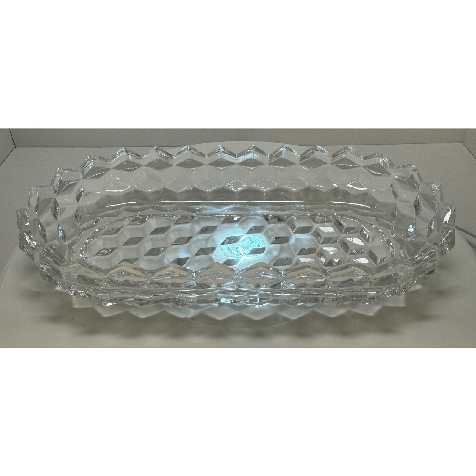 Fostoria American Glass Clear Dish - Cubist Pattern