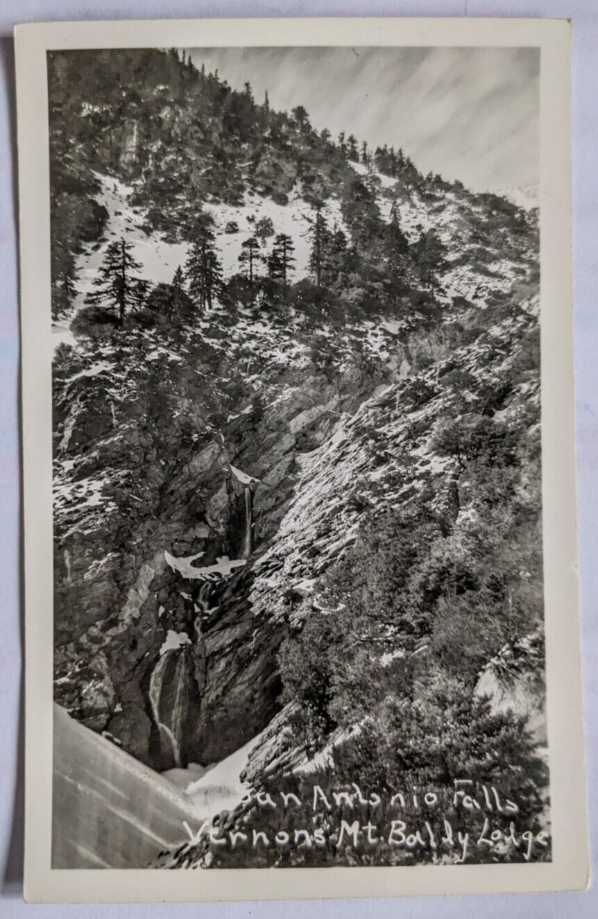 San Antonio Falls at Vernon\'s Mt. Baldy Lodge, CA- California VTG RPPC Postcard