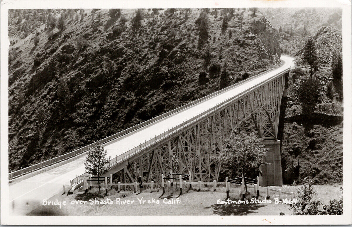 Bridge Over Shasta River Yreka CA California c1953 Eastman\'s Studio Postcard D99