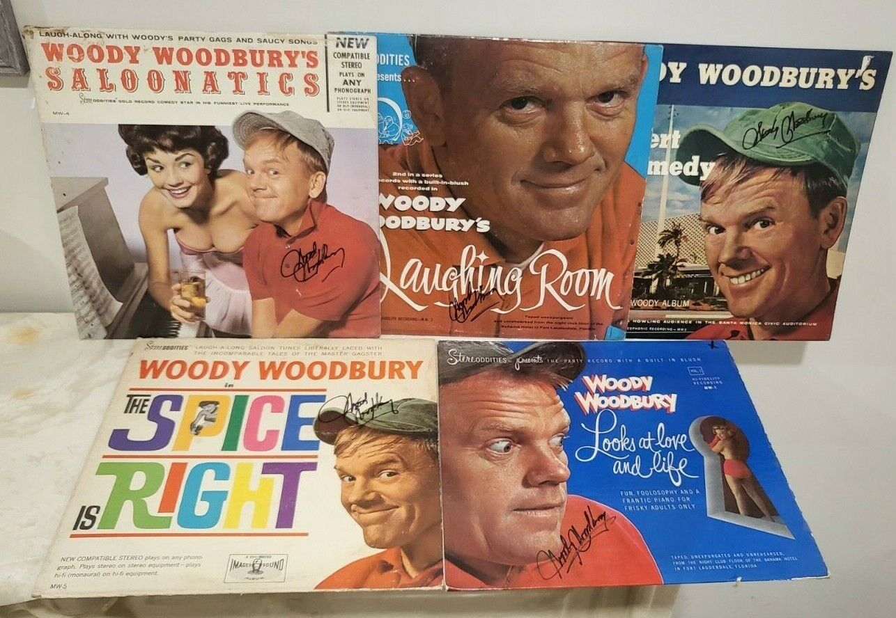 5PC LOT WOODY WOODBURY COMEDY LEGEND SIGNED AUTOGRAPHED ALBUM COVER COLLECTION