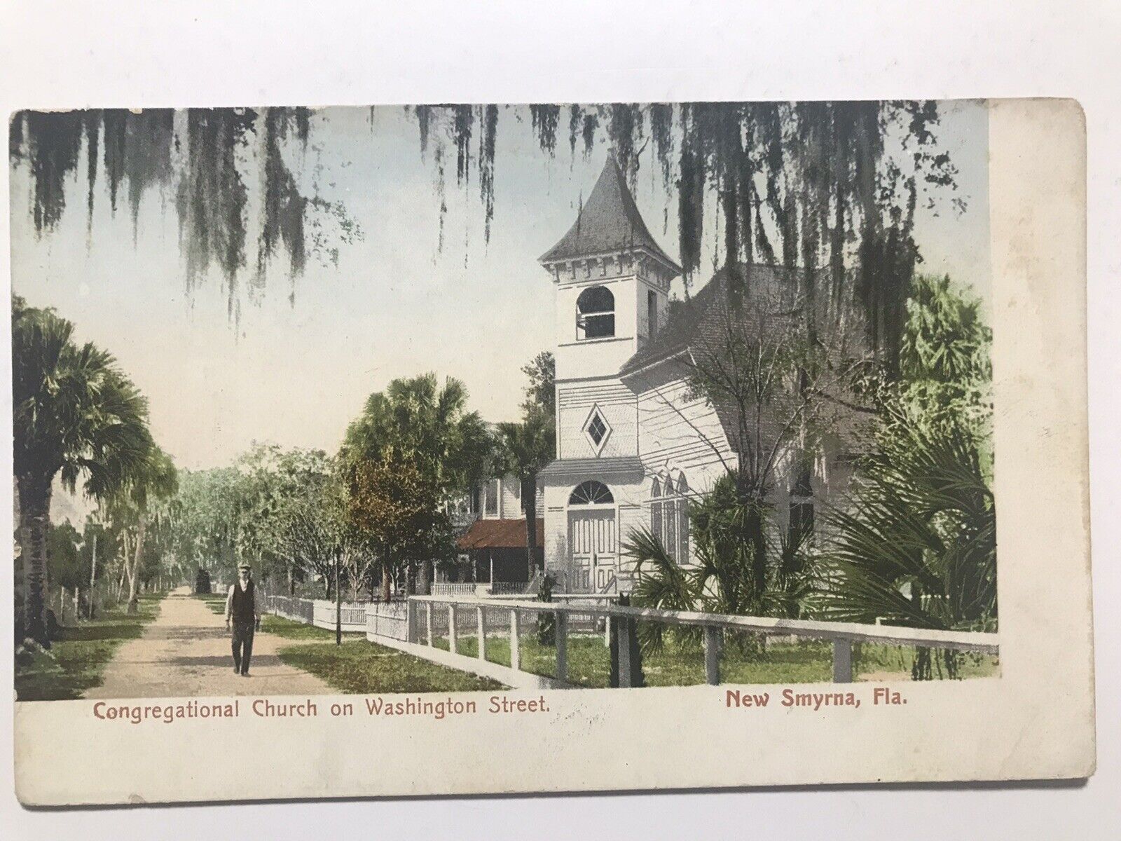 1911 Congregational Church On Washington St New Smyrna Florida Postcard