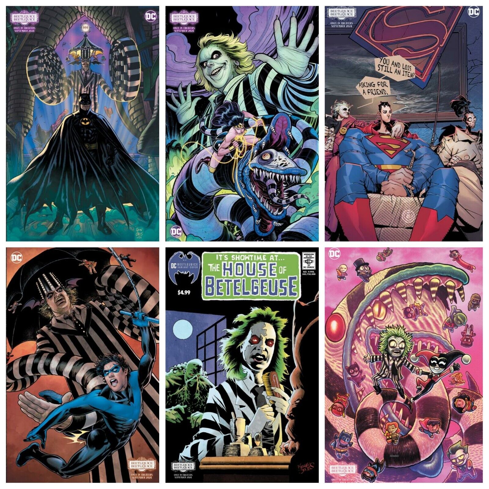DC Comics Set Of 6 Beetlejuice Variants PRESALE 9/4 Batman Superman Wonder Woman