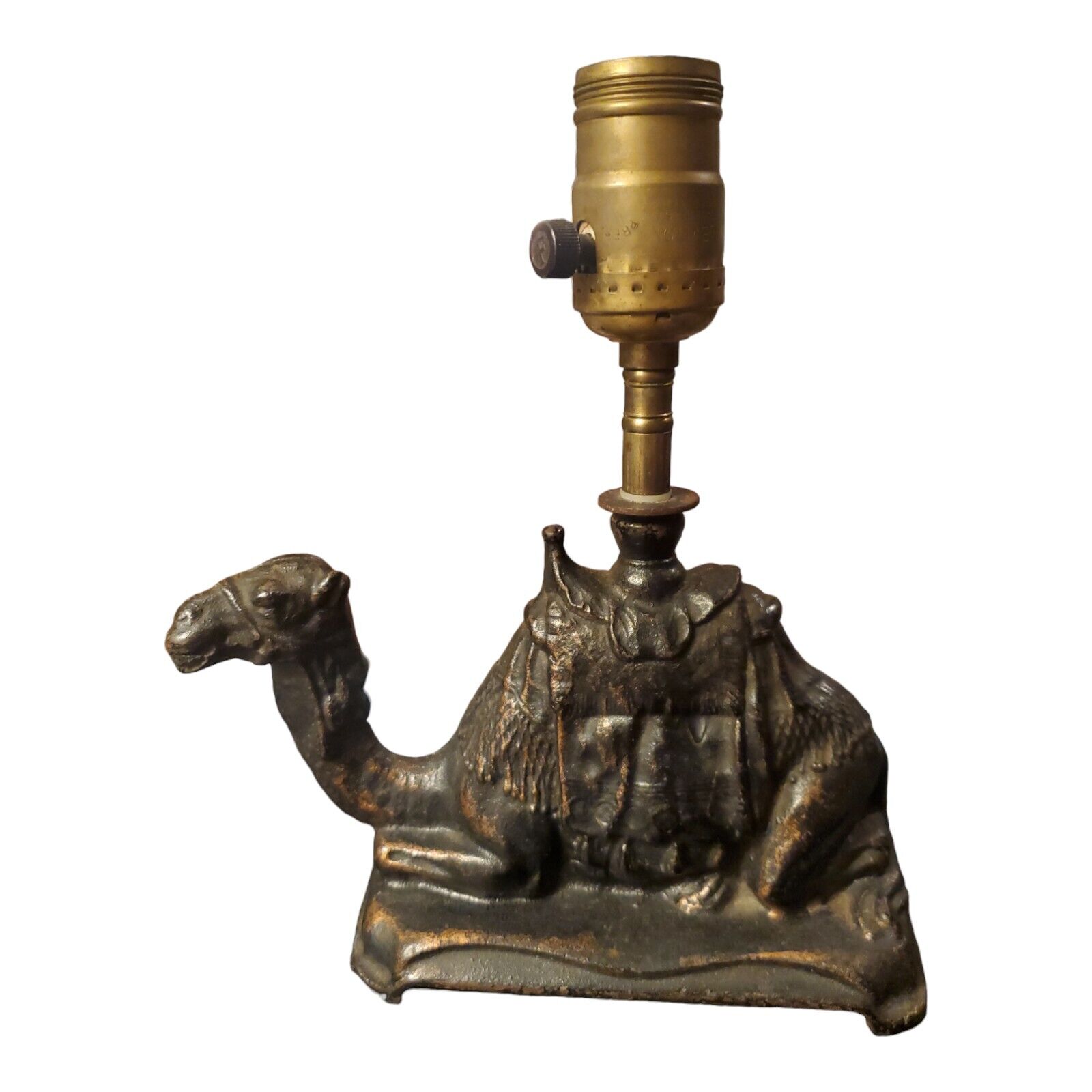 Antique Bronze Cast Iron Camel Lamp Bookshelf Accent Lamp Heavy 