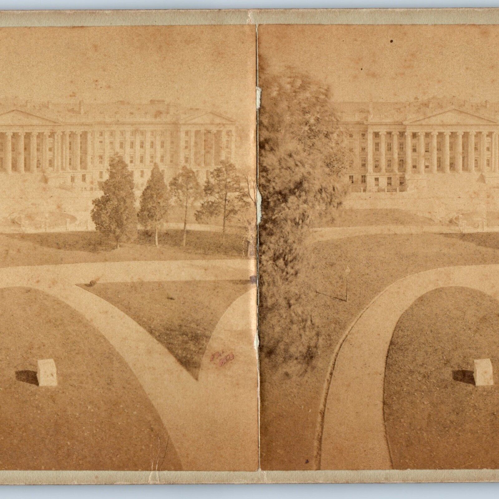 c1870s Washington DC Treasury Building Stereoview Real Photo TW Smille City V27