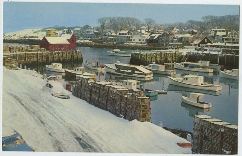 Rockport Harbor Ma on Cape Ann Winter Stillness Vintage Postcard Massachusetts 
