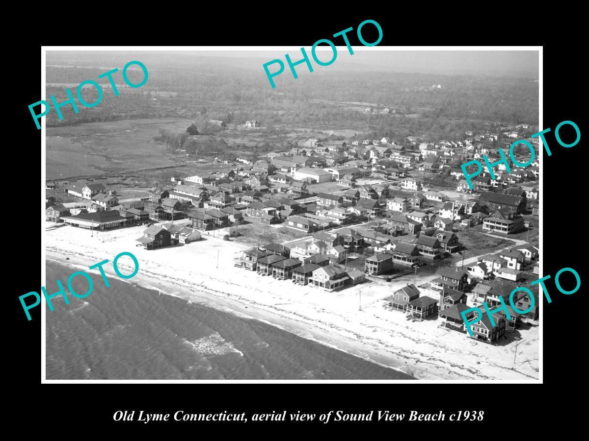 OLD 8x6 HISTORIC PHOTO OF OLD LYME CONNECTICUT AERIAL SOUND HAVEN BEACH c1938