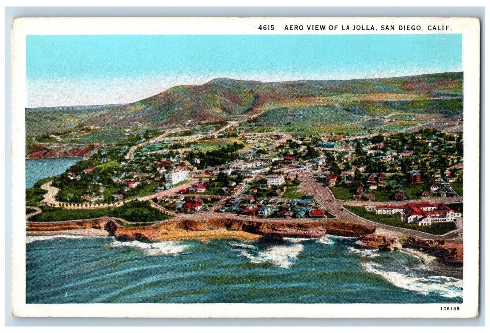 San Diego California Postcard Aero View La Jolla Exterior c1940 Vintage Antique