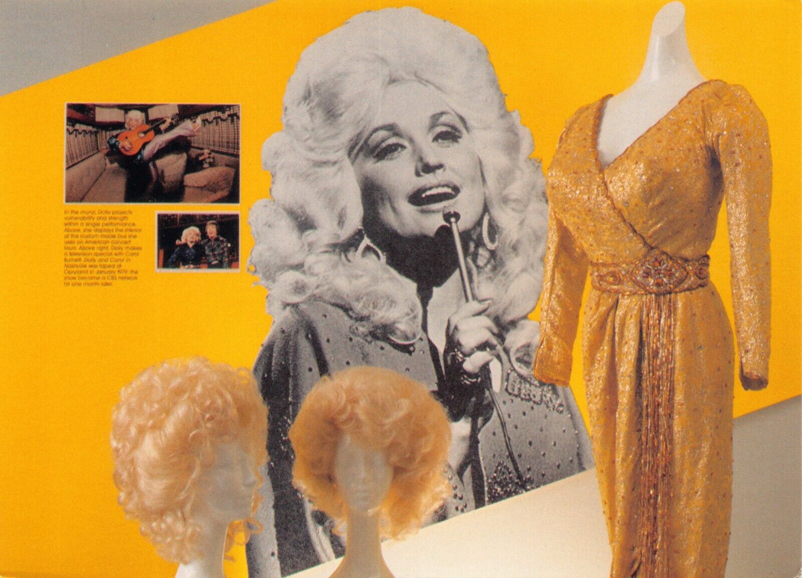 Dolly Parton Dress Wigs Tour Bus & Carol Burnett (Insets) 6x4 Postcard CP364