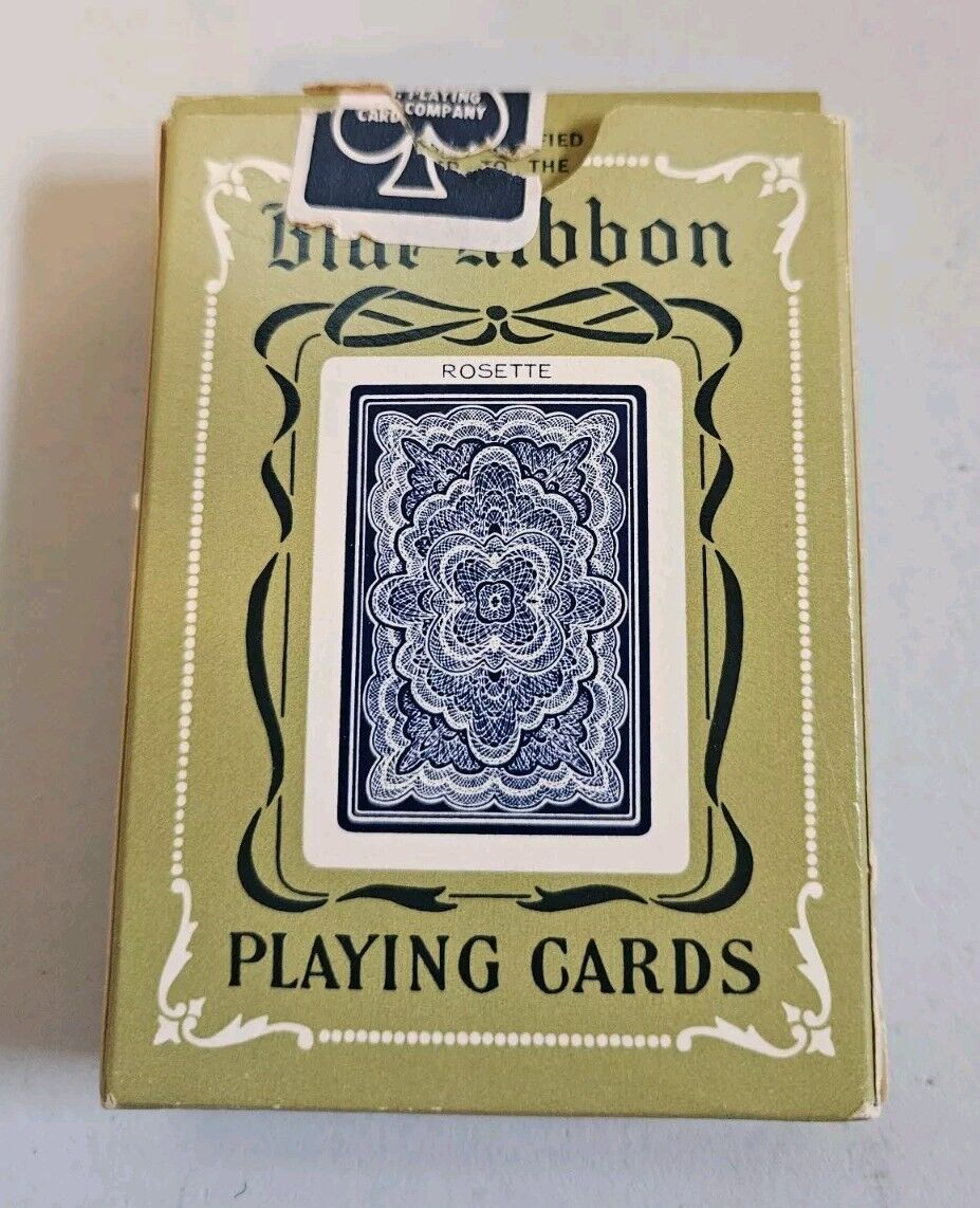 Vintage Blue Ribbon Poker Cards Rosette Design 