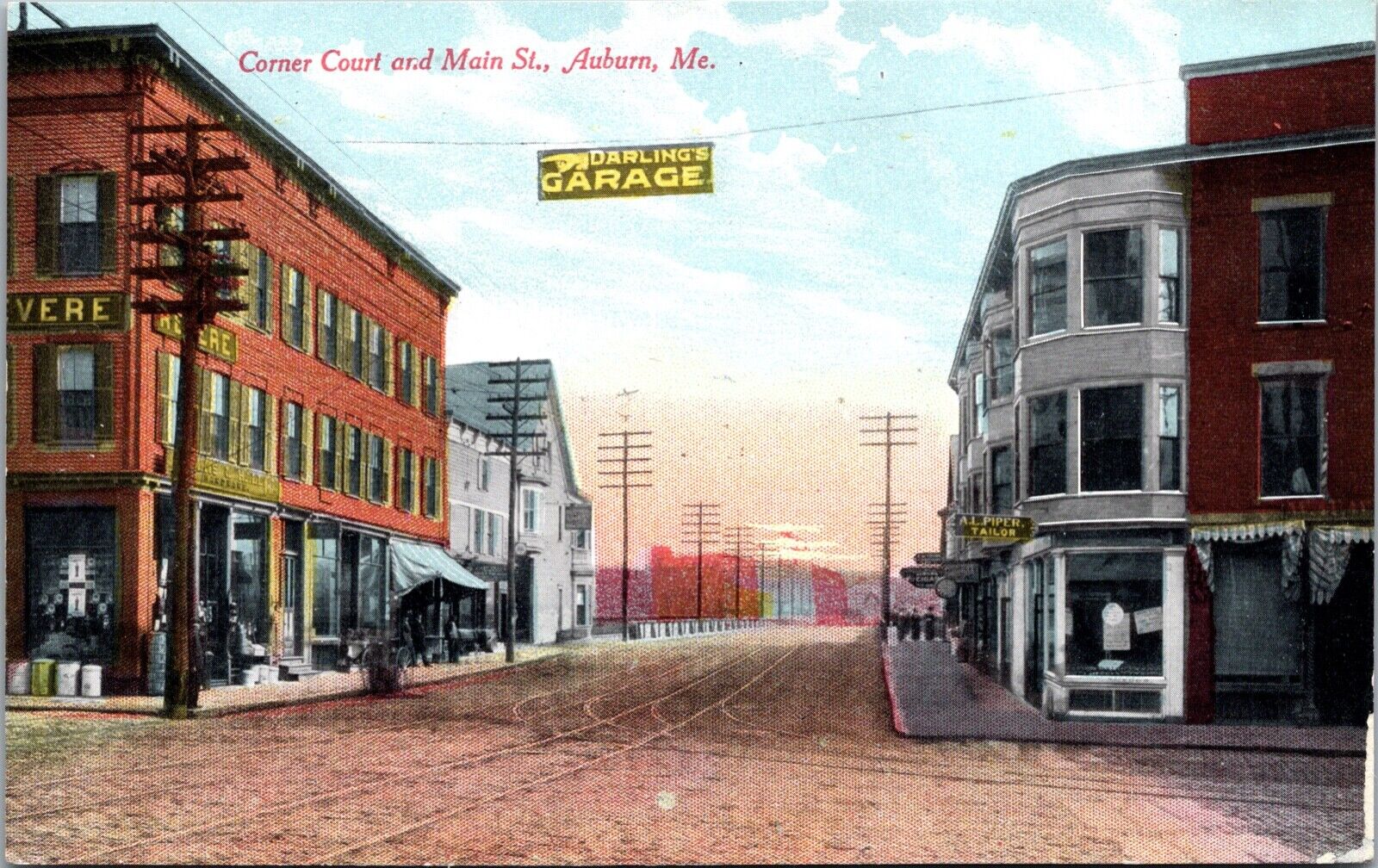 Postcard Corner Court and Main Street in Auburn, Maine~132918