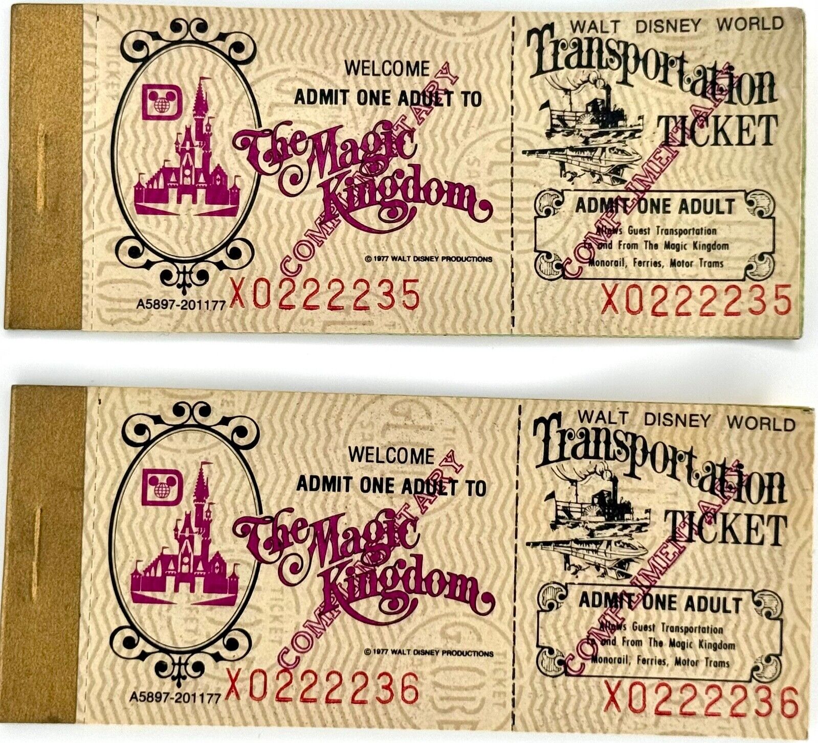 Vintage WALT DISNEY WORLD Magic Kingdom 10 Adventures Magic Key “E” Ticket Book