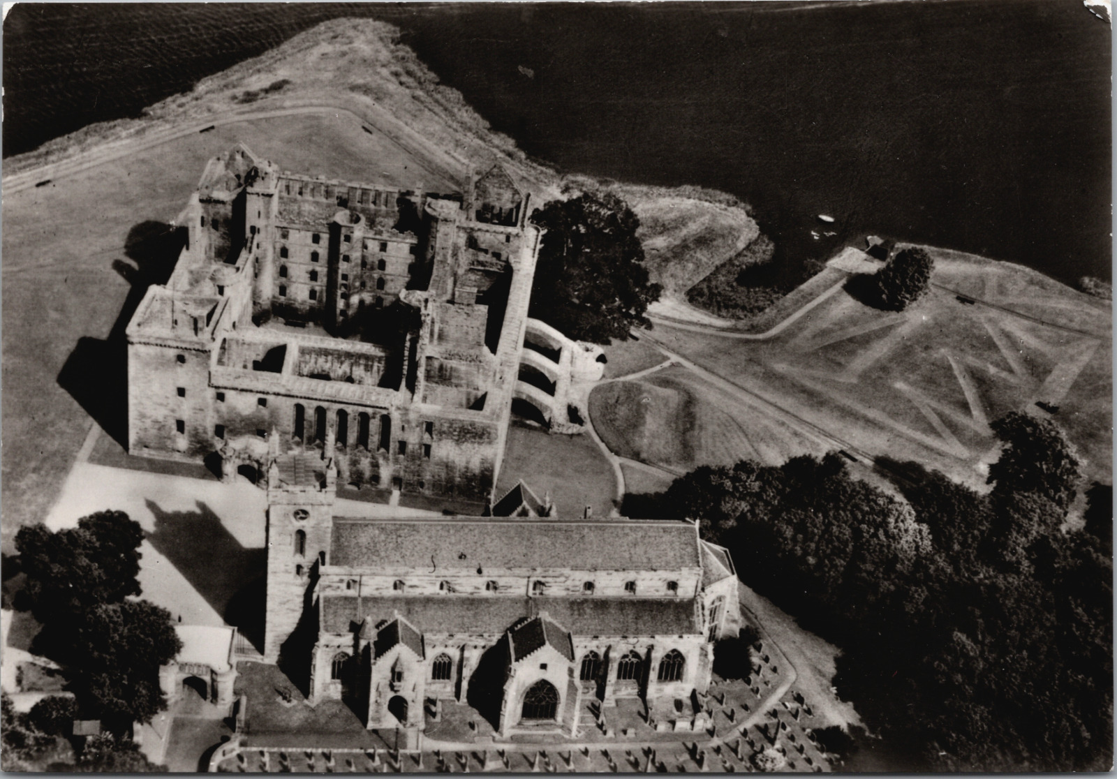RPPC Aerial Linlithgow Palace Graveyard Scotland W. Lothian Cambridge Collection