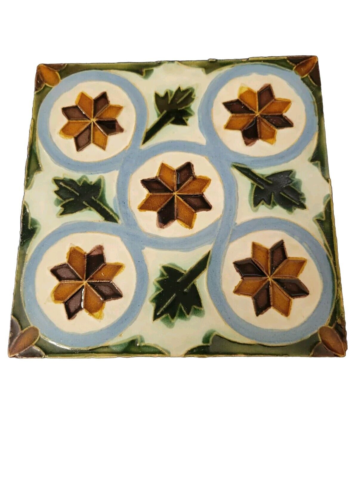 Antique Portuguese Viuva Lamego Lisbon Single Ceramic Tile