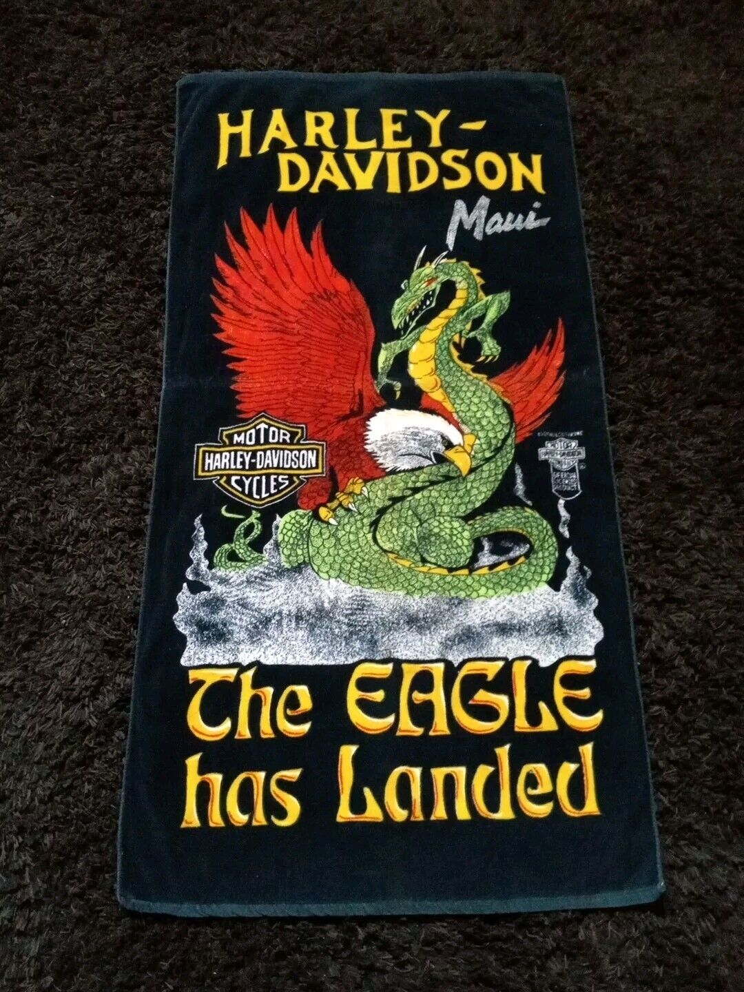 Vintage Harley-Davidson Dragon Beach Towel Wall Tapestry  awesome biker towel