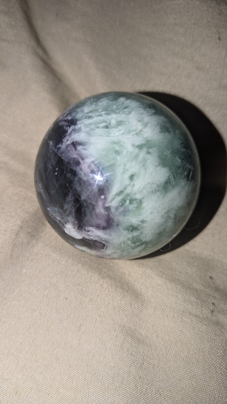 Natural Green Blue Purple Feather Fluorite Sphere 49mm