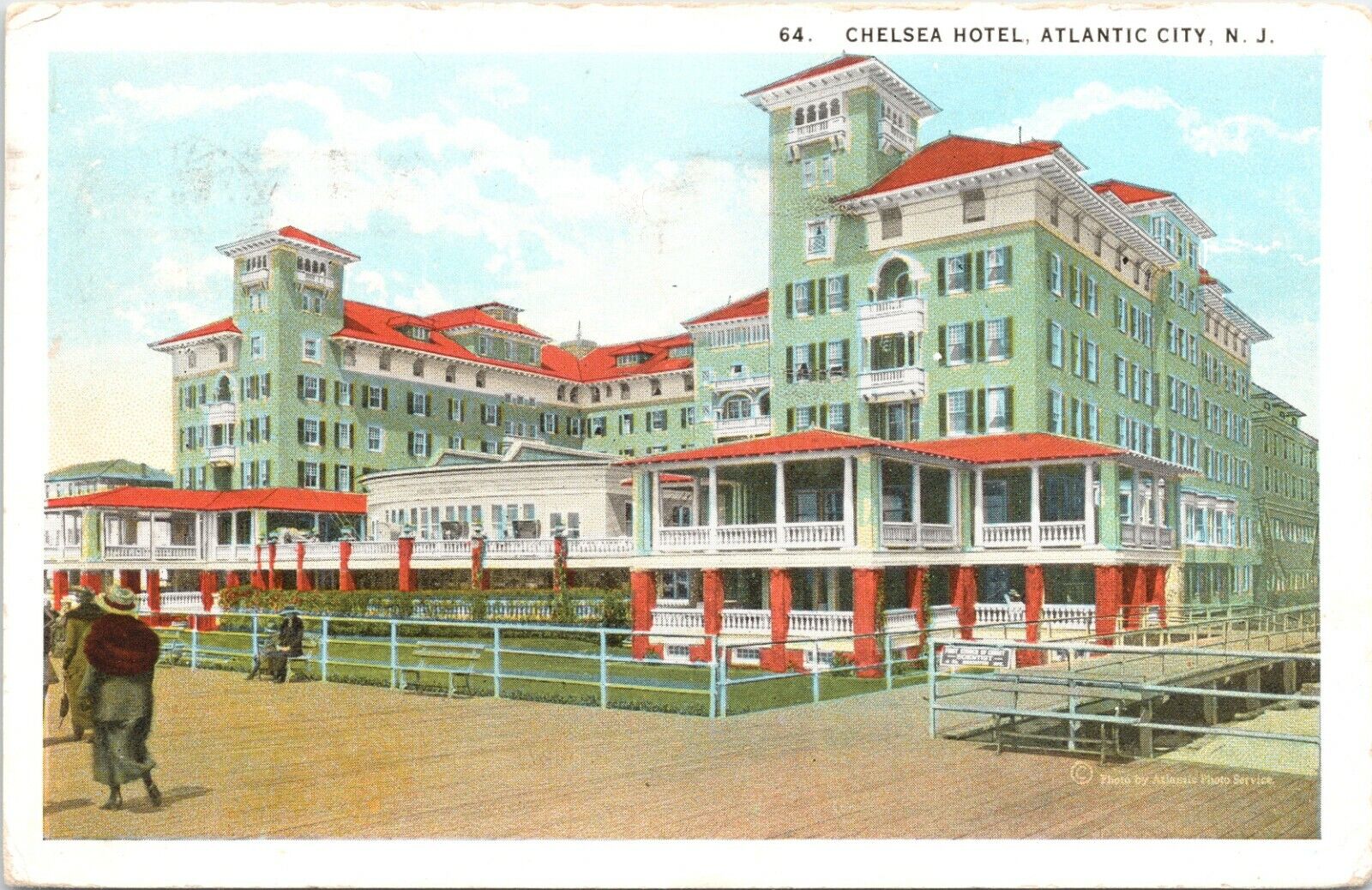 C.1920s Atlantic City NJ CHELSEA HOTEL Boardwalk New Jersey Postcard 627