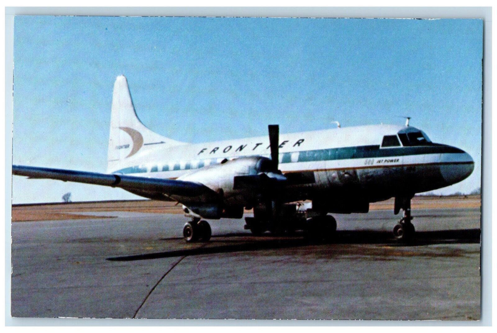 c1960's Frontier Airlines Convair 580 Airplane Vintage Unposted Postcard