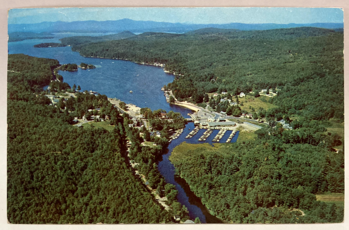 Aerial View of Picturesque Alton Bay, Marina, New Hampshire NH Vintage Postcard
