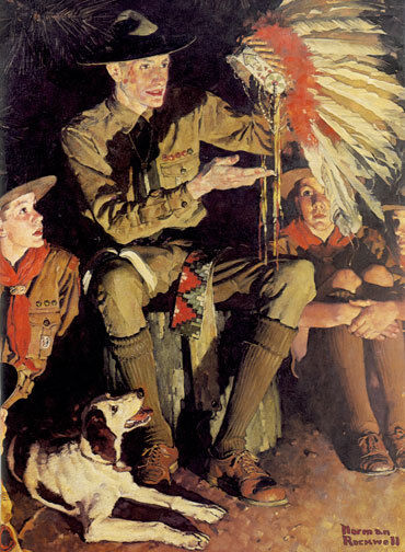 The Campfire Story 22x30 Ltd. Edition Boy Scout Art Print  Norman Rockwell