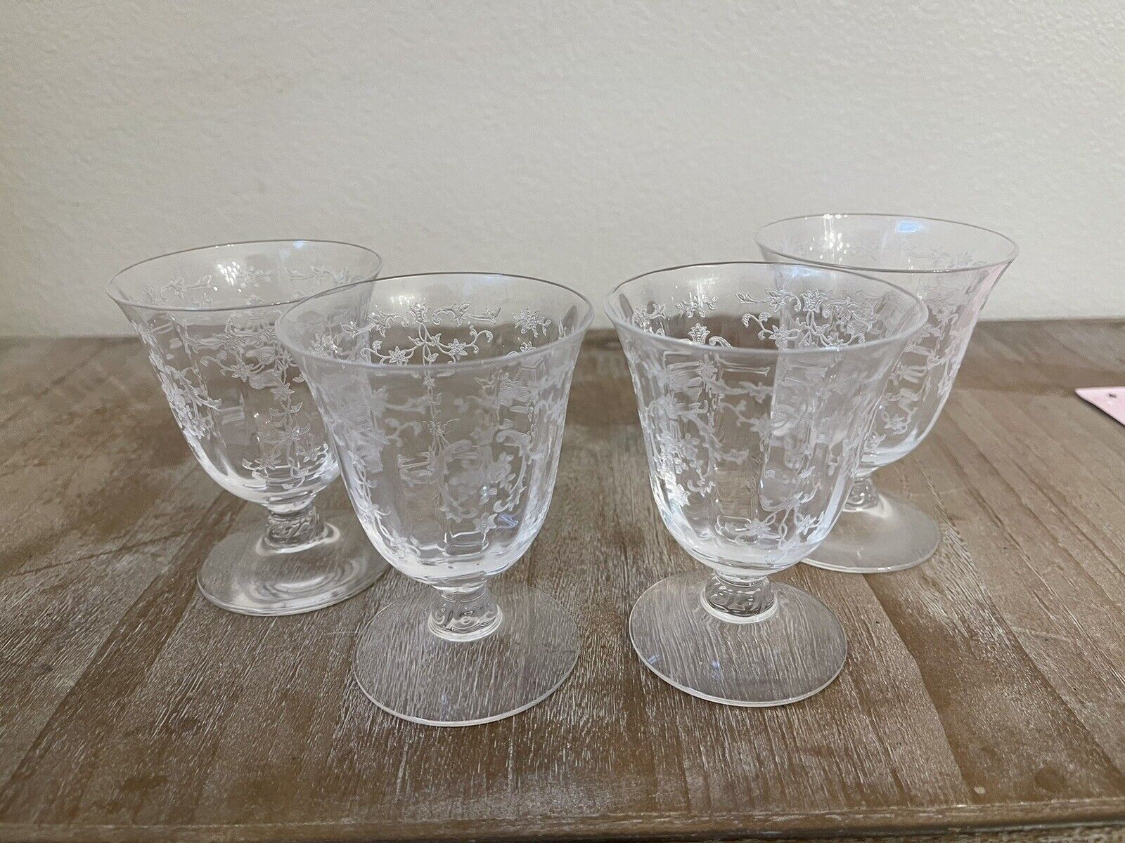 Set Of 4 Fostoria Navarre Clear Oyster Fruit Cocktail Glass 148754 Discontinued