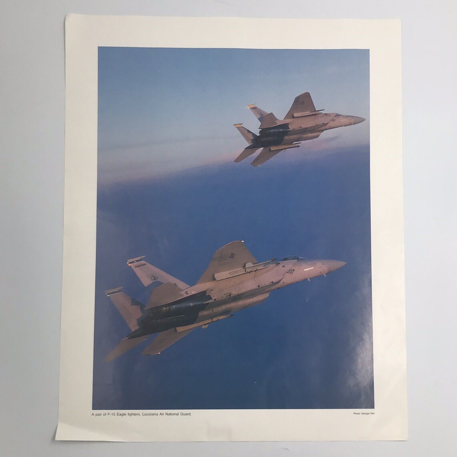 Vintage F-15 Eagle Sunset Print 16 in x 20 in Photo by George Hall 80\'s Jets