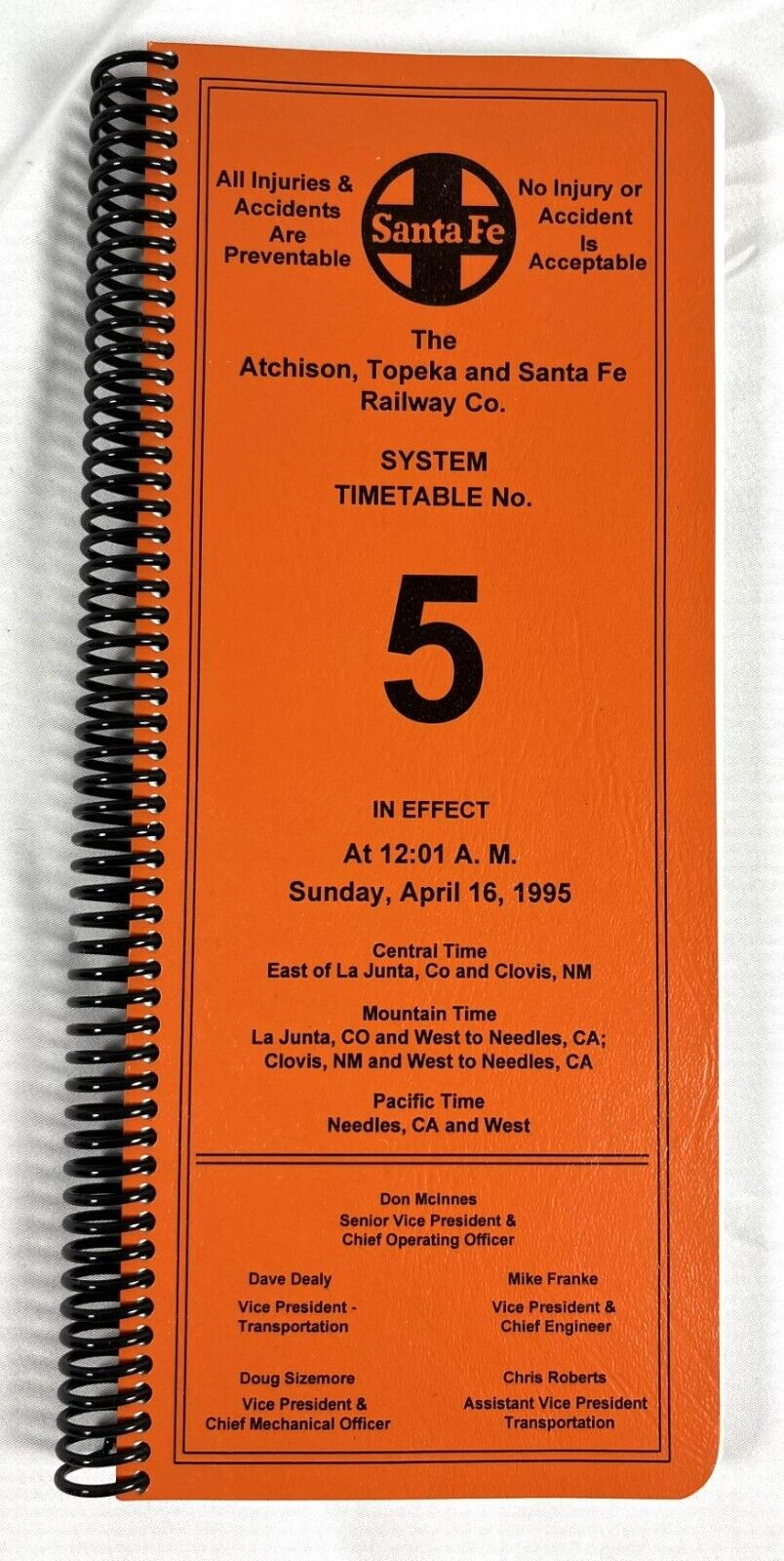 AT&SF (SANTA FE) System Timetable #5 April 16, 1995 Last ATSF TT Before Merger