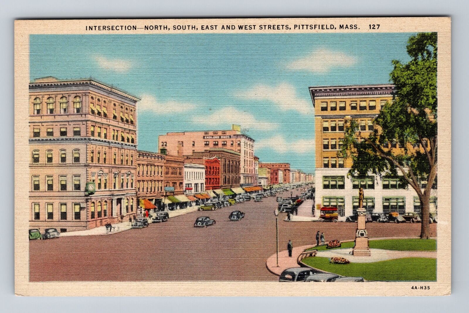 Pittsfield MA-Massachusetts, Scenic View Downtown Pittsfield Vintage Postcard
