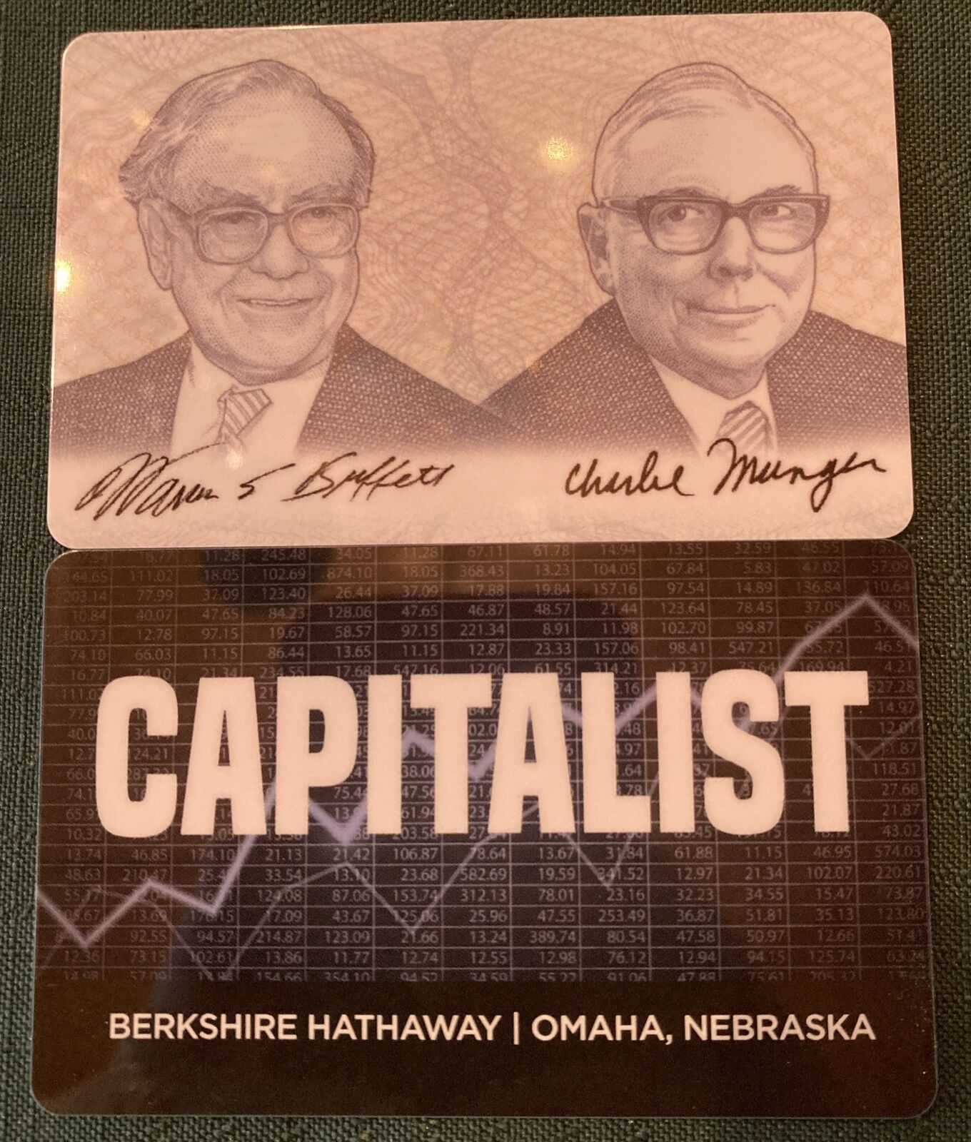 Berkshire Hathaway Warren Buffett Charlie Munger Capitalist Wallet Card 2-Sided