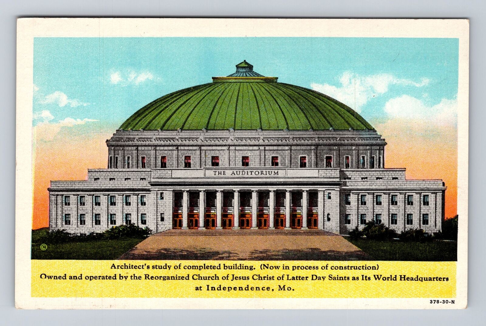 Independence MO-Missouri, The Auditorium, Antique, Vintage Souvenir Postcard